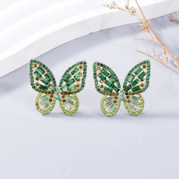 LOVCIA Dazzling Butterfly Rhinestone Alloy Earrings for Women