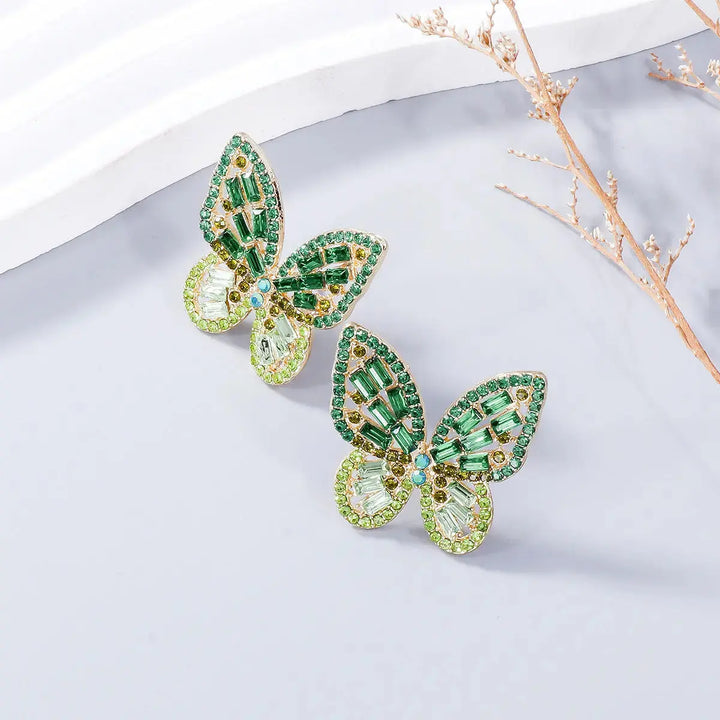 LOVCIA Dazzling Butterfly Rhinestone Alloy Earrings for Women