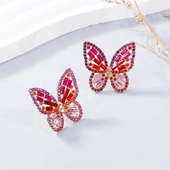 LOVCIA Dazzling Butterfly Rhinestone Alloy Earrings for Women