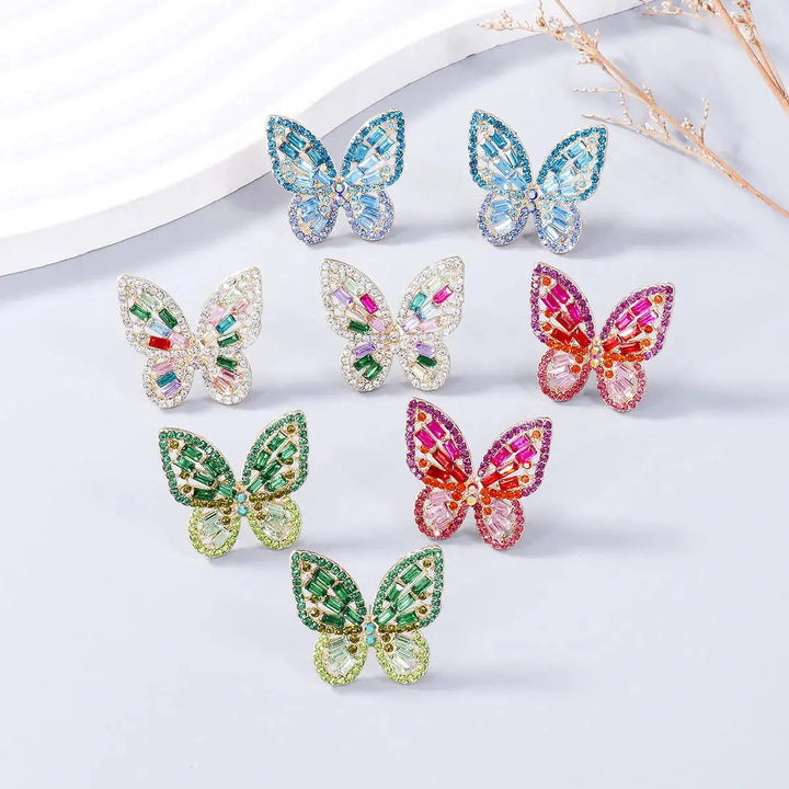 LOVCIA Dazzling Butterfly Rhinestone Alloy Earrings for Women