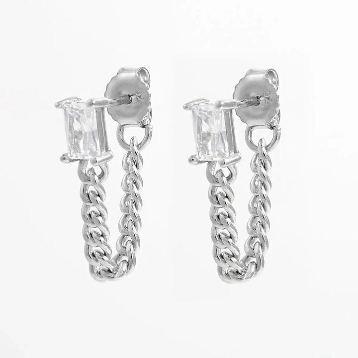 LOVCIA Elegant Platinum-Plated Sterling Silver Zircon Drop Earrings for Women