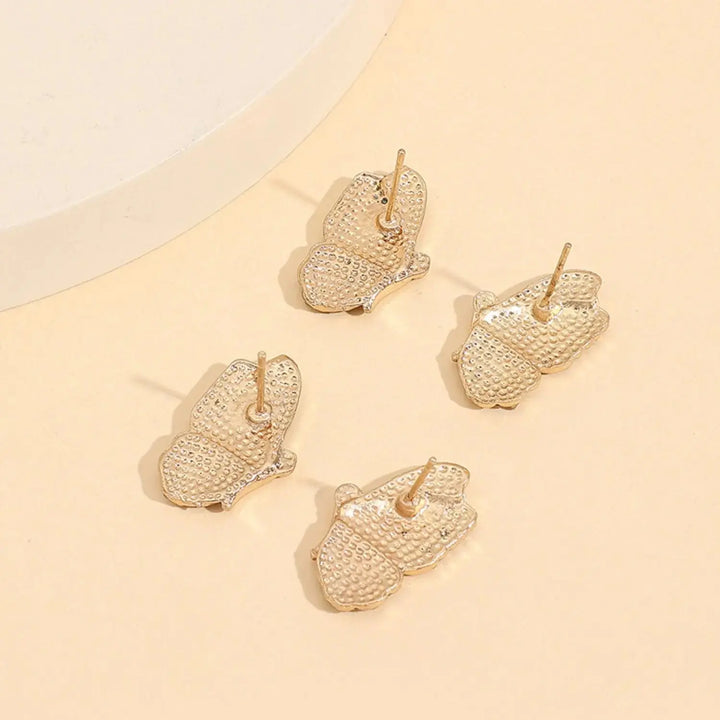 LOVCIA Elegant Rose Gold Butterfly Rhinestone Stud Earrings - 2 Pairs for Women