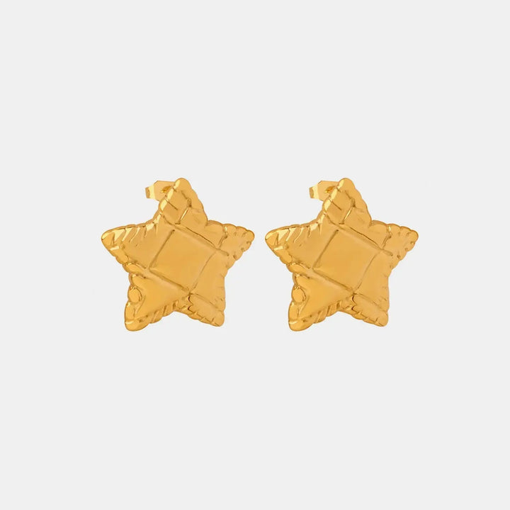 LOVCIA Elegant Titanium Steel Star Studs in 18K Gold and Silver Finish for Women