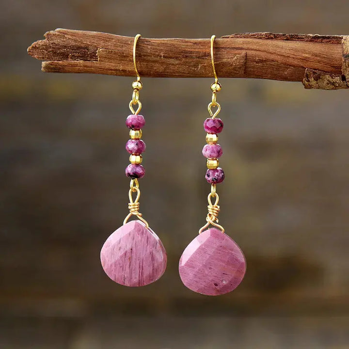 LOVCIA Elegant Amethyst Gold-Plated Dangle Earrings for Women