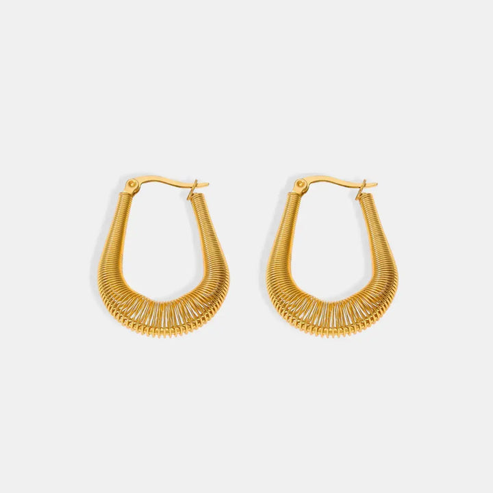 LOVCIA Elegant 18K Gold-Plated Titanium U-Shape Earrings for Women