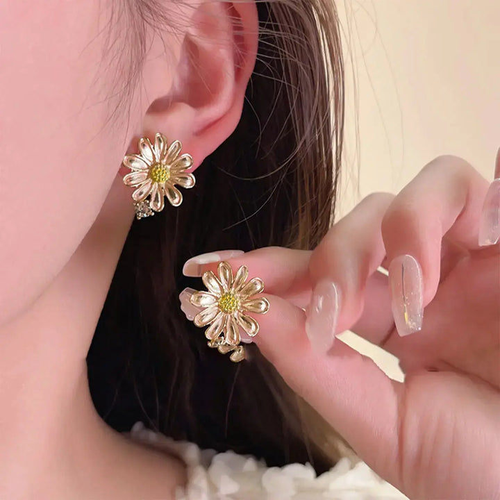 LOVCIA Elegant Rhinestone Blossom Stud Earrings for Women