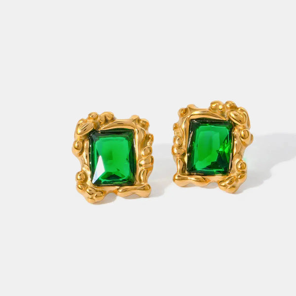 LOVCIA Golden Zircon Studded Geometric Earrings for Women