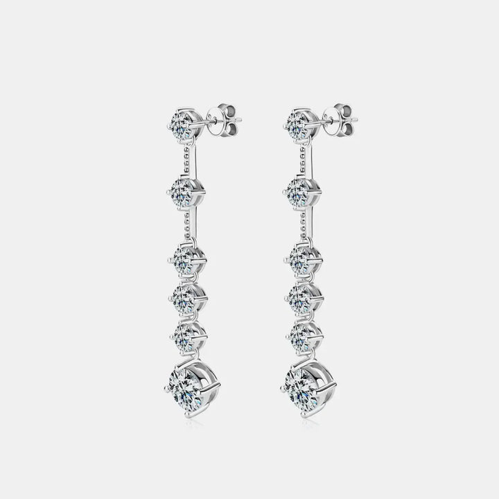 LOVCIA Dazzling 4 Carat Moissanite Sterling Silver Drop Earrings for Women