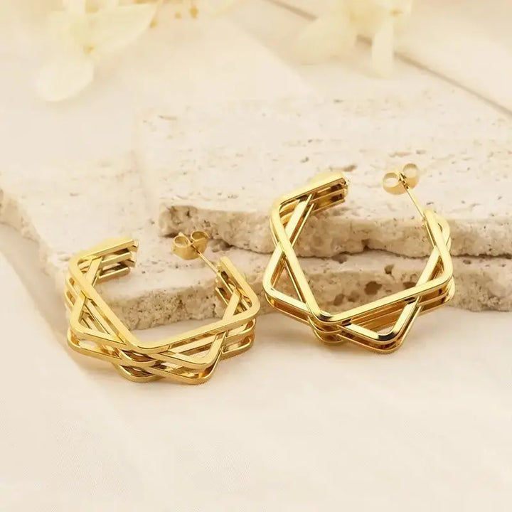 LOVCIA Elegant Titanium Steel Geometric Studs for Women