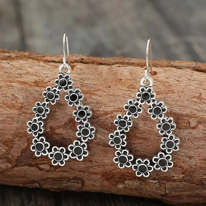 LOVCIA Elegant Alloy Teardrop Floral Earrings for Women