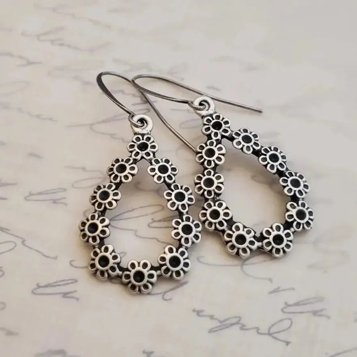 LOVCIA Elegant Alloy Teardrop Floral Earrings for Women