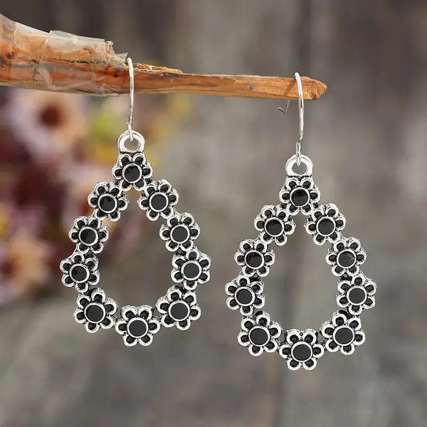 LOVCIA Elegant Alloy Teardrop Floral Earrings for Women