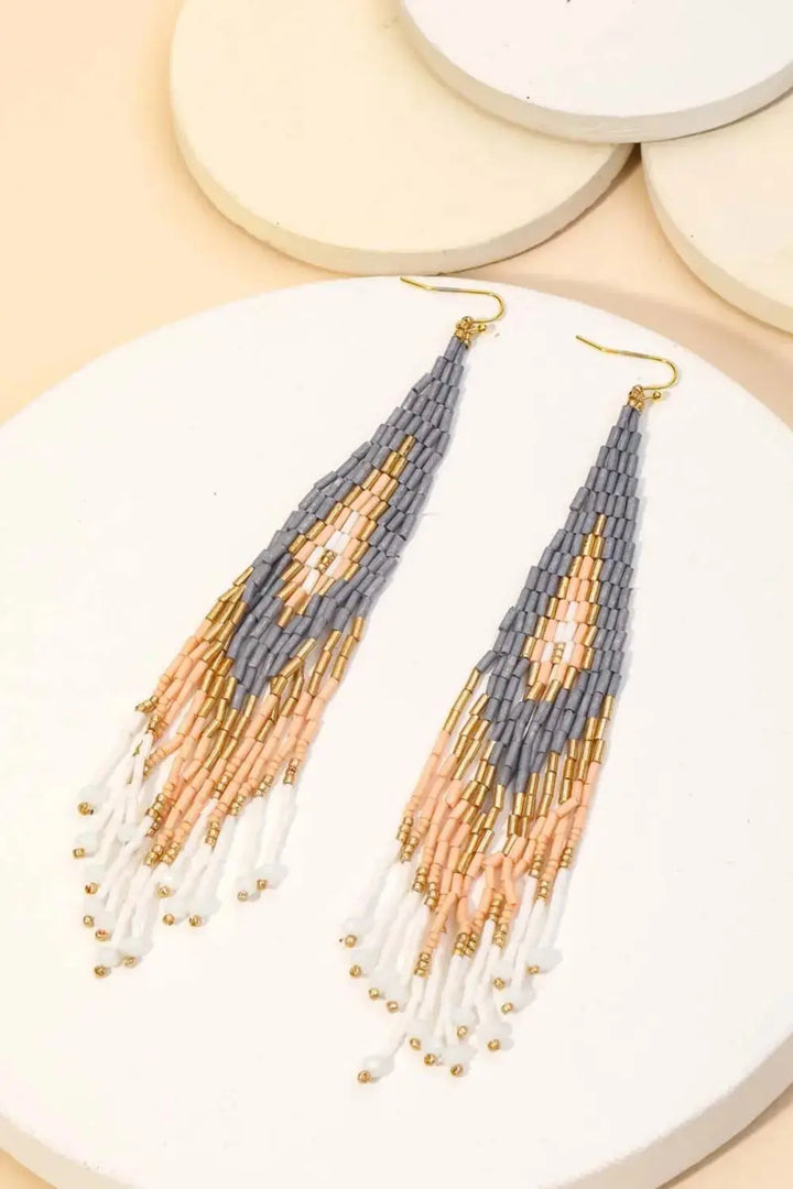 LOVCIA Vibrant Seed Bead Fringe Dangle Earrings for Women