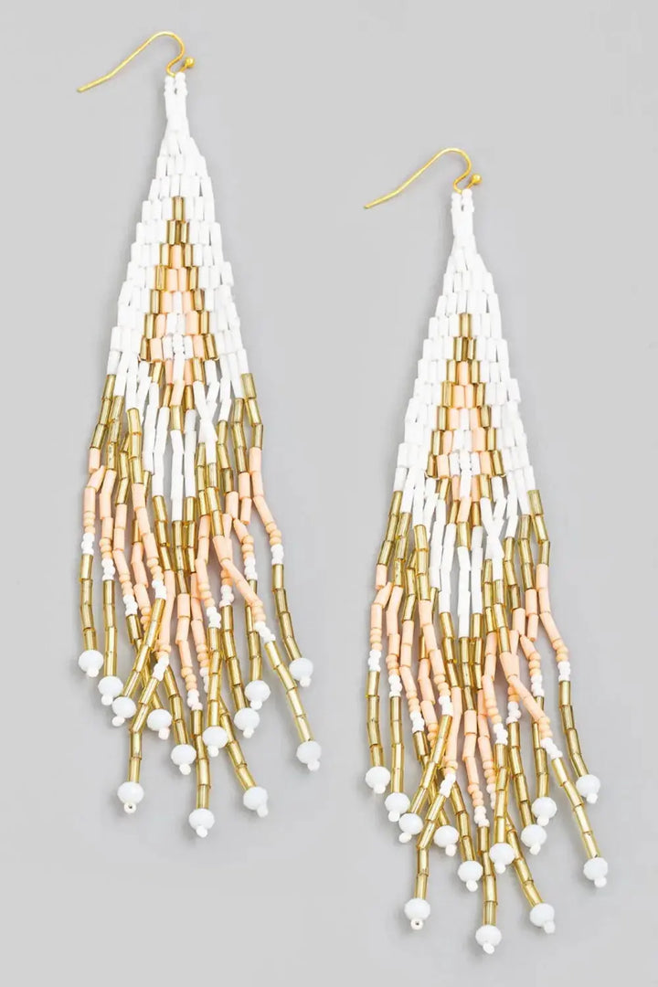 LOVCIA Vibrant Seed Bead Fringe Dangle Earrings for Women