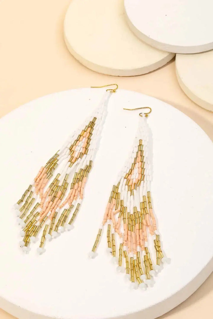 LOVCIA Vibrant Seed Bead Fringe Dangle Earrings for Women