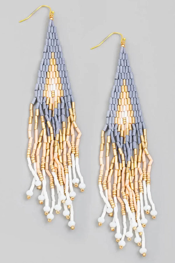 LOVCIA Vibrant Seed Bead Fringe Dangle Earrings for Women