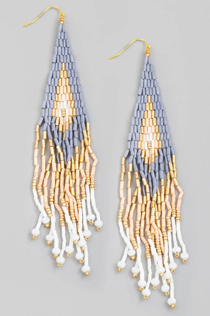 LOVCIA Vibrant Seed Bead Fringe Dangle Earrings for Women