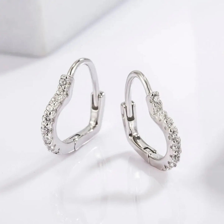 LOVCIA Elegant Heart-Shaped Zircon Earrings in Sterling Silver for Women