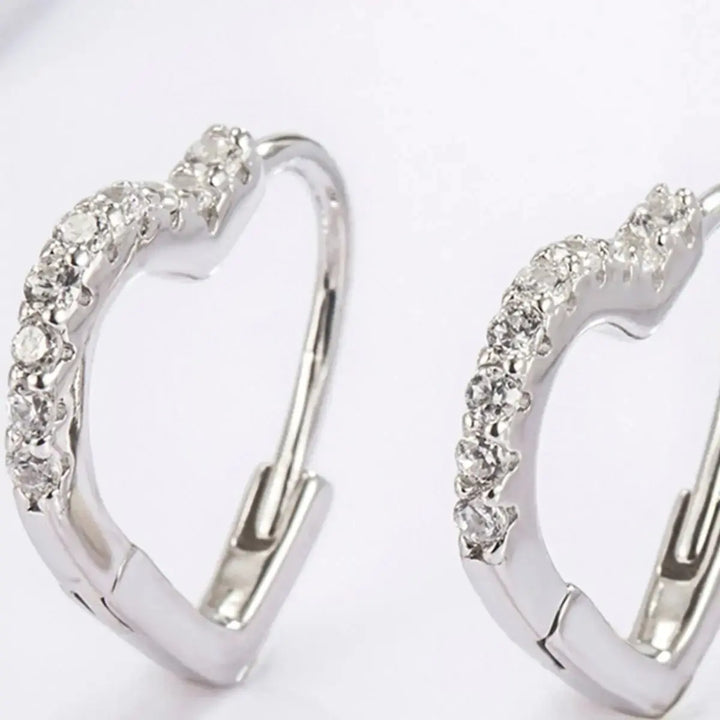 LOVCIA Elegant Heart-Shaped Zircon Earrings in Sterling Silver for Women