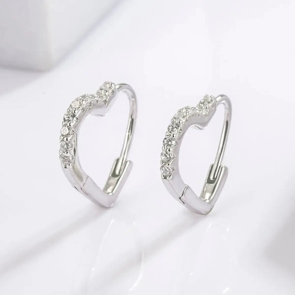 LOVCIA Elegant Heart-Shaped Zircon Earrings in Sterling Silver for Women