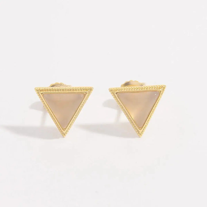 LOVCIA Elegant 18K Gold-Plated Sterling Silver Zircon Triangle Earrings for Women