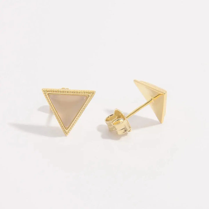 LOVCIA Elegant 18K Gold-Plated Sterling Silver Zircon Triangle Earrings for Women