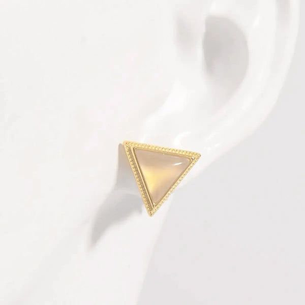 LOVCIA Elegant 18K Gold-Plated Sterling Silver Zircon Triangle Earrings for Women