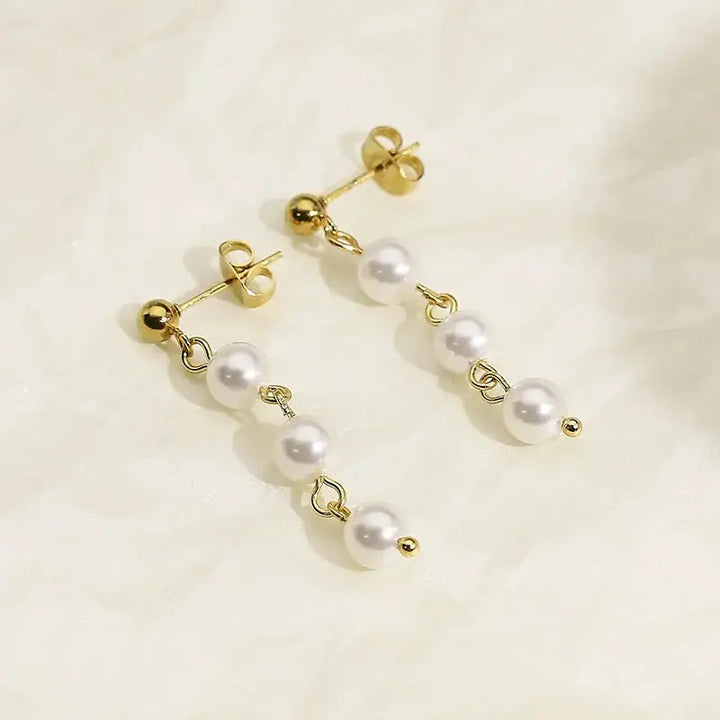 LOVCIA Elegant Freshwater Pearl Drop Earrings with Stainless Steel for Women