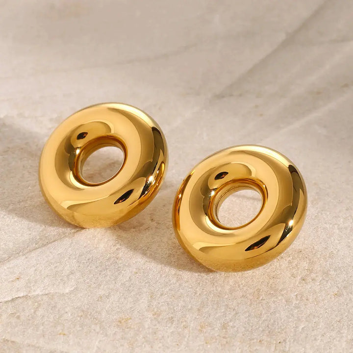 LOVCIA Golden-Plated Stainless Steel Circle Earrings for Women