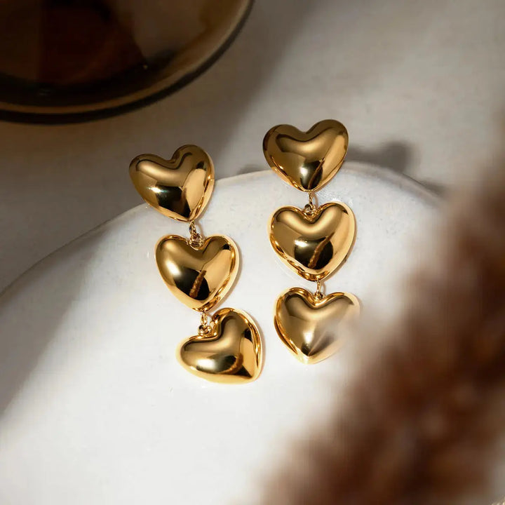 LOVCIA Golden Heart Stainless Steel Earrings for Women