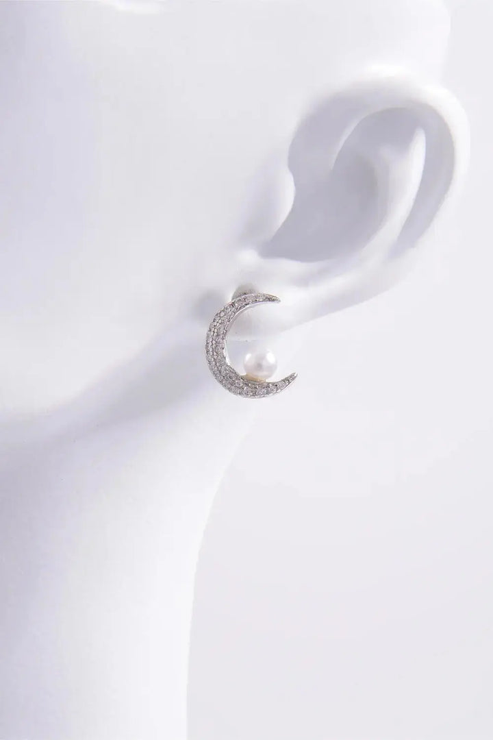 LOVCIA Luminous Zircon Crescent Sterling Silver Earrings for Women