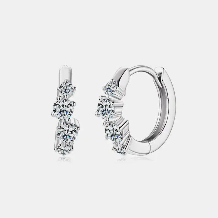 LOVCIA Elegant 925 Sterling Silver Moissanite Huggie Earrings with Certificate for Women