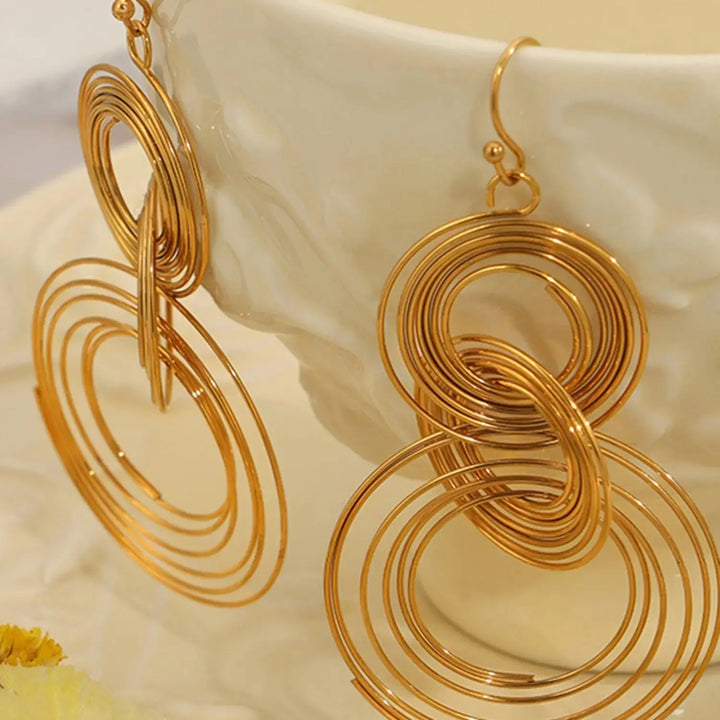 LOVCIA Elegant Gold-Plated Titanium Steel Layered Hoop Earrings for Women