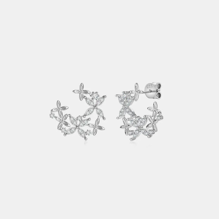 LOVCIA Elegant 925 Sterling Silver Moissanite Clover Earrings for Women