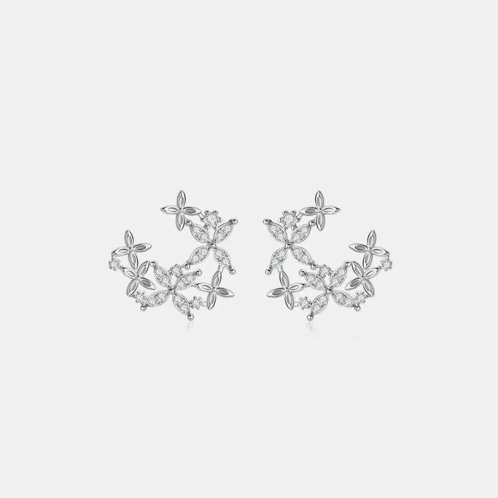 LOVCIA Elegant 925 Sterling Silver Moissanite Clover Earrings for Women