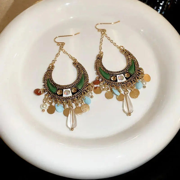 LOVCIA Glamorous Rhinestone Resin Drop Earrings for Women