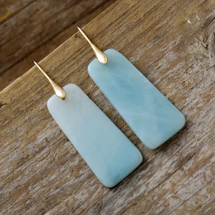 LOVCIA Elegant Geometric Natural Stone Drop Earrings for Women