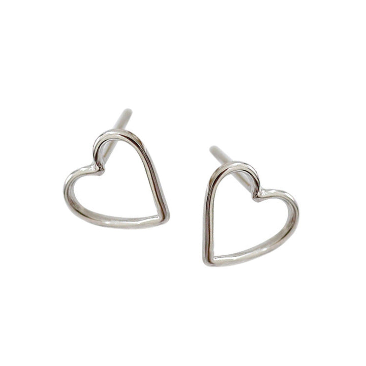 LOVCIA Sterling Silver Hollow Heart Promise Stud Earrings for Women