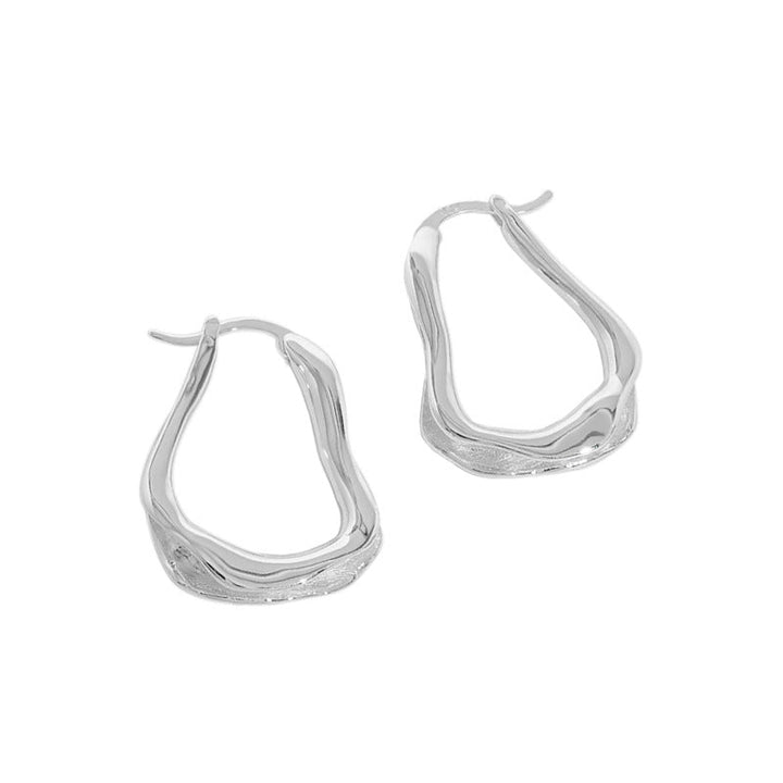 LOVCIA Elegant U-Shaped 925 Sterling Silver Irregular Wave Hoop Earrings for Women