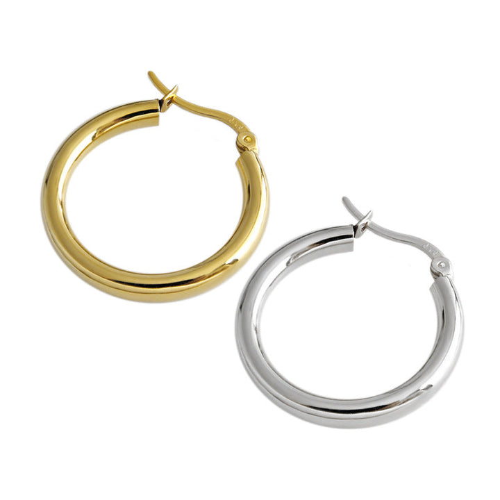 LOVCIA Sterling Silver Round Circle Huggie Hoop Earrings for Women with 18K Gold/Rhodium Plating