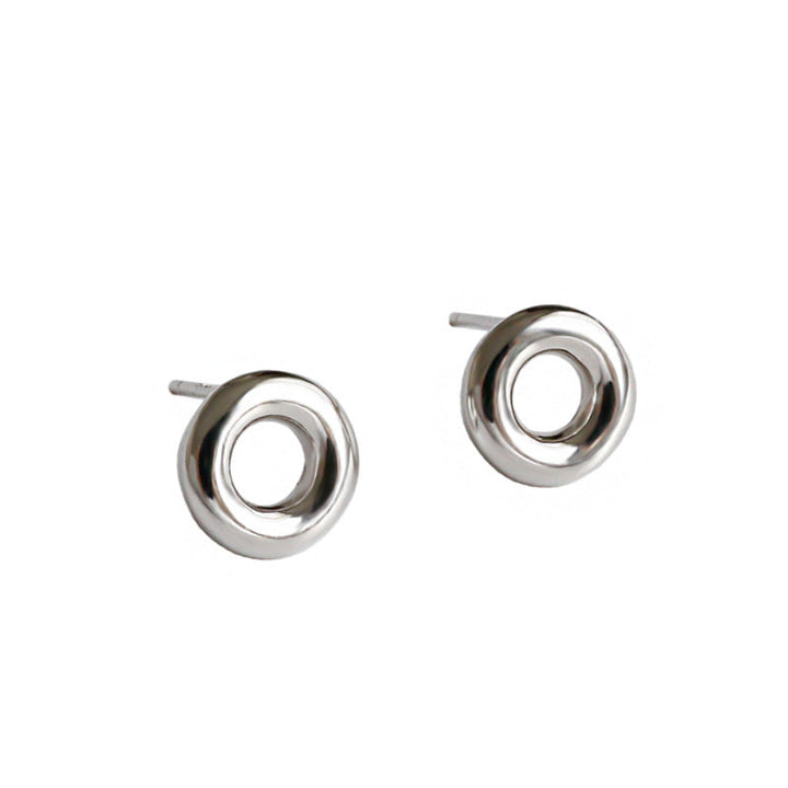 LOVCIA Sterling Silver Rhodium-Plated Doughnut Stud Earrings for Women