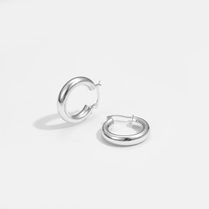 LOVCIA Sterling Silver 925 Tube Circle Huggie Hoop Earrings for Women with 18K Gold/Rhodium