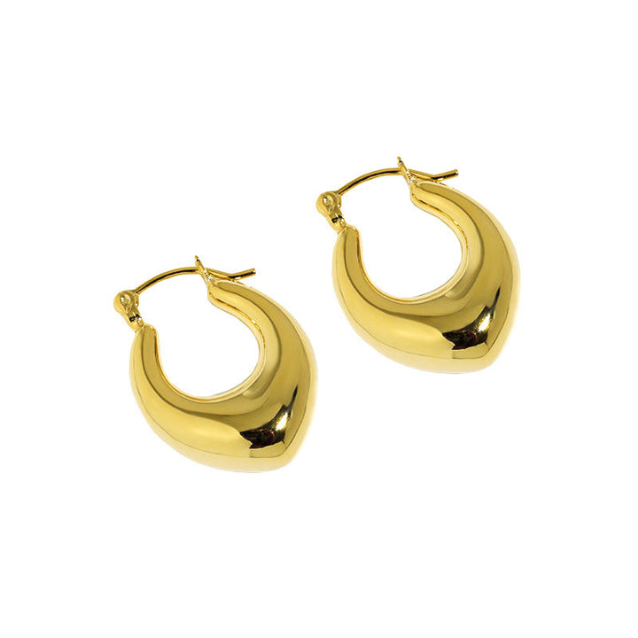 LOVCIA U-Shaped 925 Sterling Silver Hoop Earrings for Women with 18K Gold or Rhodium Plating