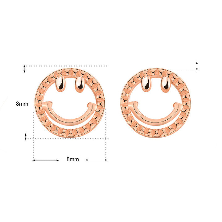 LOVCIA Charming Mini Smile Face Rose Gold 925 Sterling Silver Stud Earrings for Women