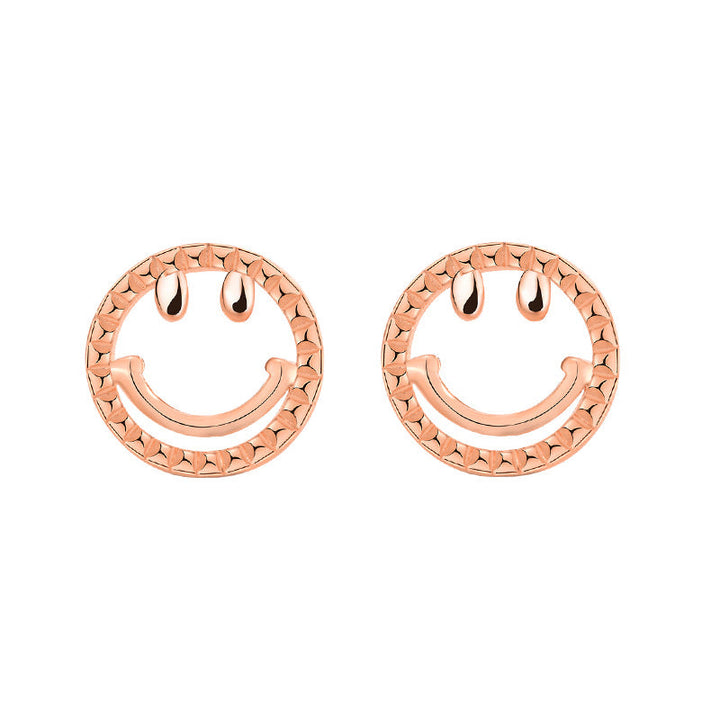 LOVCIA Charming Mini Smile Face Rose Gold 925 Sterling Silver Stud Earrings for Women