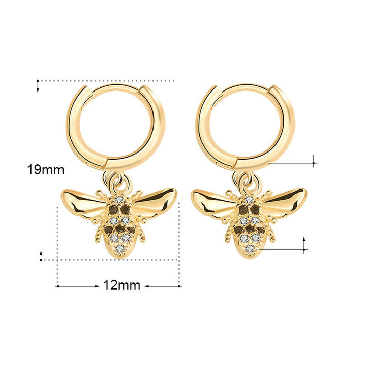 LOVCIA Elegant 925 Sterling Silver Hoop Earrings for Women with CZ Honey Bee Design