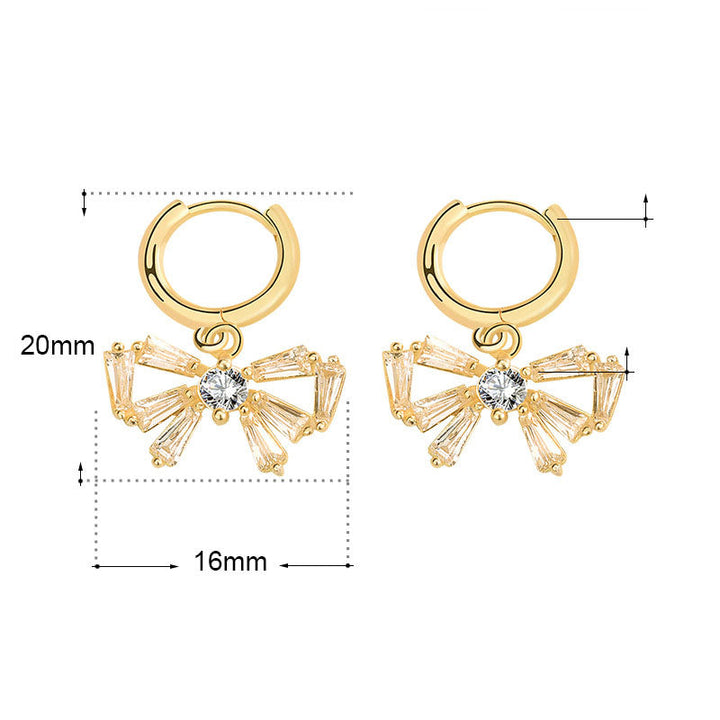 LOVCIA Charming Bow-Knot 925 Sterling Silver Hoop Earrings for Women with Cubic Zirconia