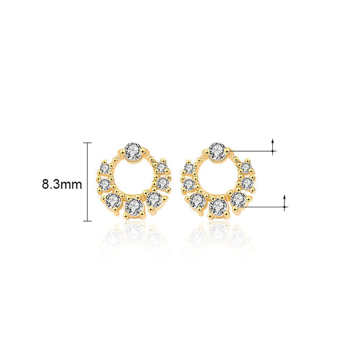 LOVCIA Elegant CZ Mini Garland Circle 925 Sterling Silver Stud Earrings for Women - LOVCIA