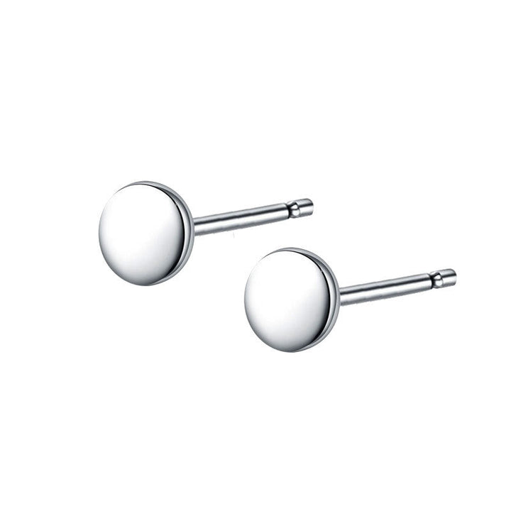 LOVCIA Sterling Silver Mini Round Stud Earrings for Women with Rhodium Plating