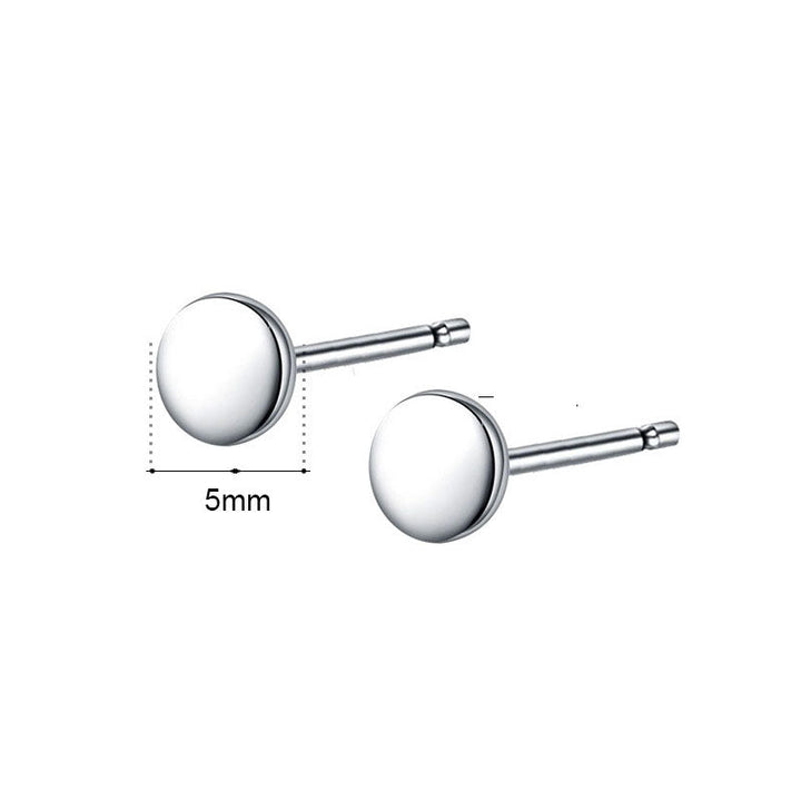 LOVCIA Sterling Silver Mini Round Stud Earrings for Women with Rhodium Plating